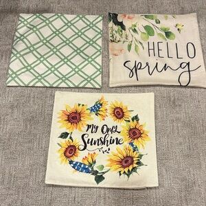 Set of Decorative Floral and Plaid Pillow Covers